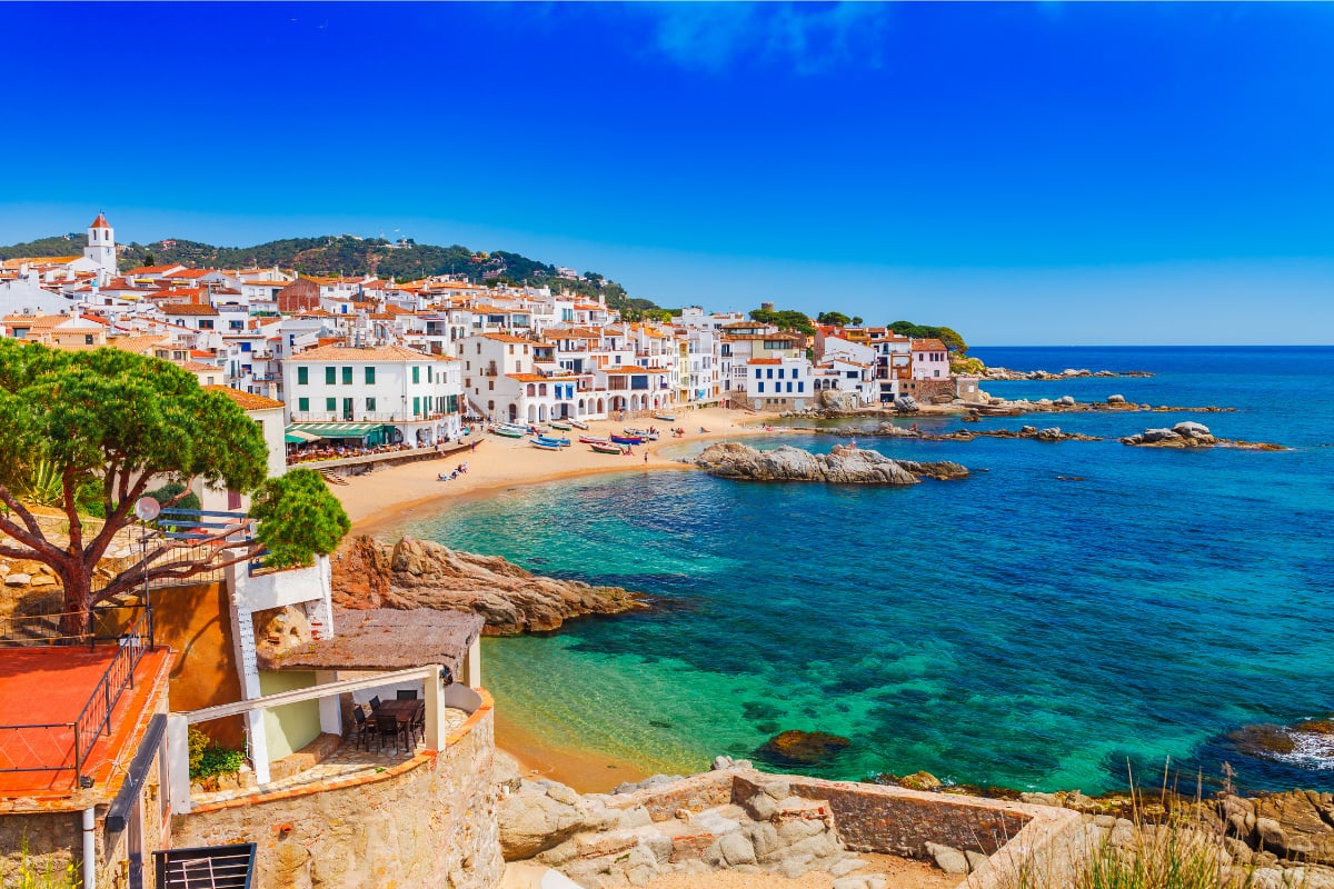 Barcelona Spain cityscape with Sagrada Familia and European architecture
