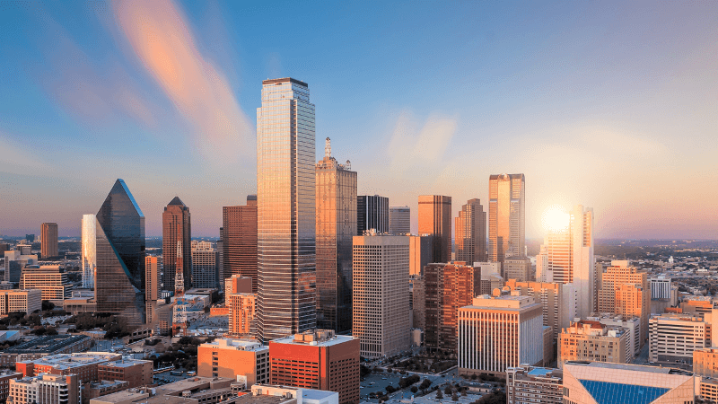 Dallas Fort Worth metropolitan area aerial view