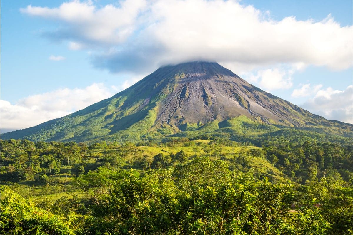 Costa Rica San Jose with lush green mountains and tropical landscape