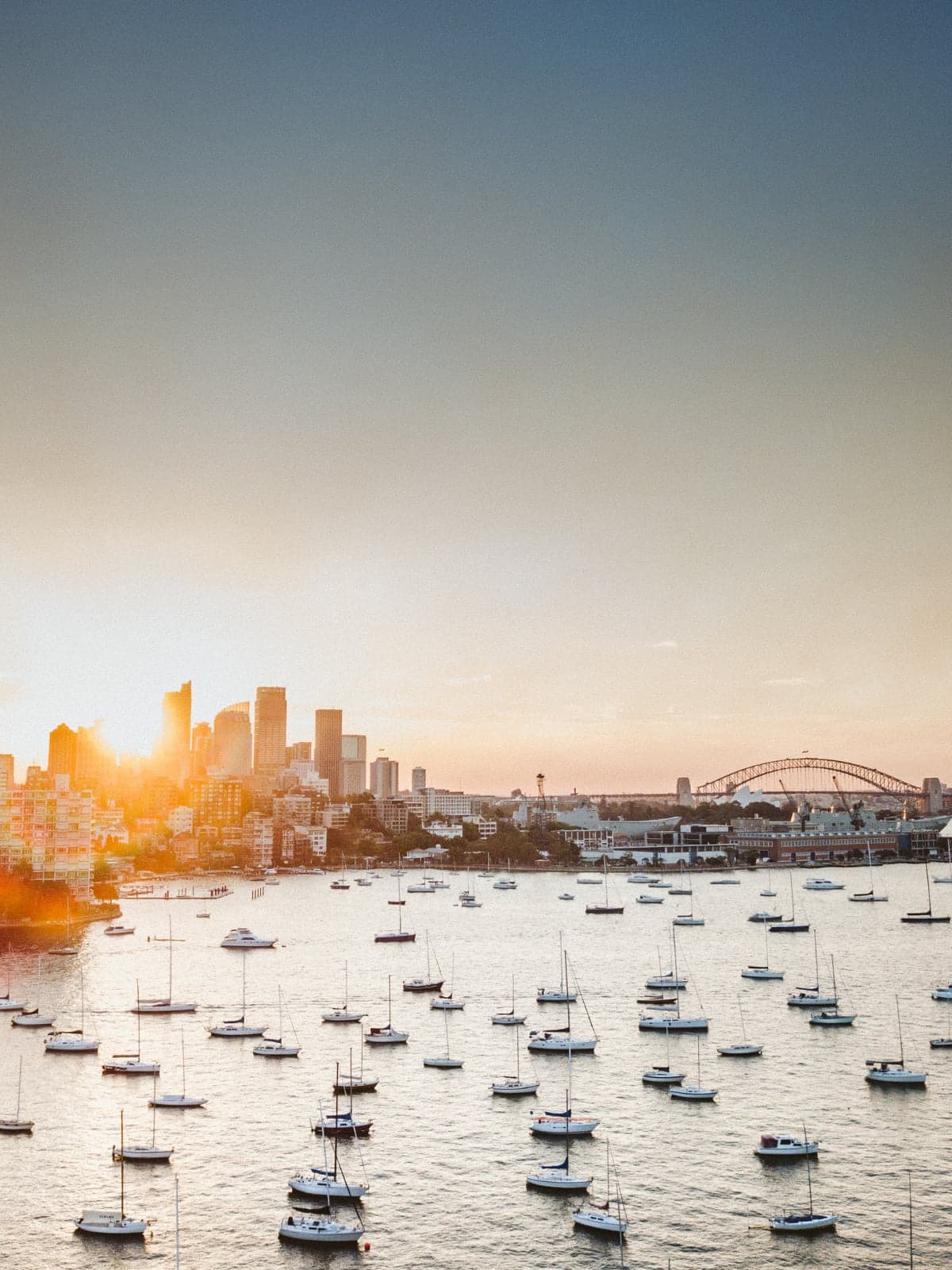 Sydney Opera House and Harbour Bridge at sunset