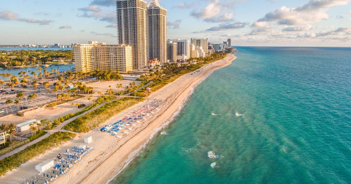 Fort Lauderdale beach with turquoise water and white sand