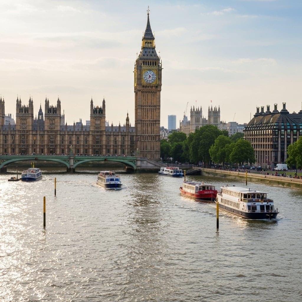 London Big Ben and Thames River iconic UK destination