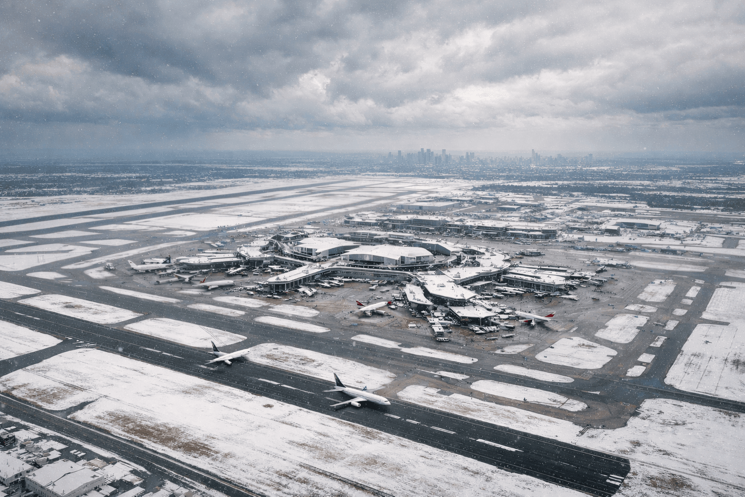 Dallas travelers checking flight status during winter storm