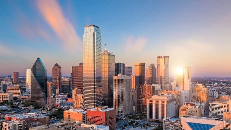 Dallas Fort Worth metropolitan area aerial view