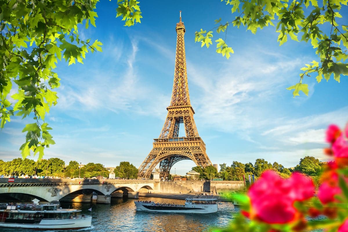 Paris France Eiffel Tower at golden hour
